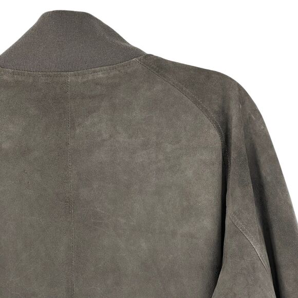 HYDEN YOO Mens Classic Bomber Coat Jacket Leather Ultra 100% Suede Sz S Zip Grey - Picture 4 of 9